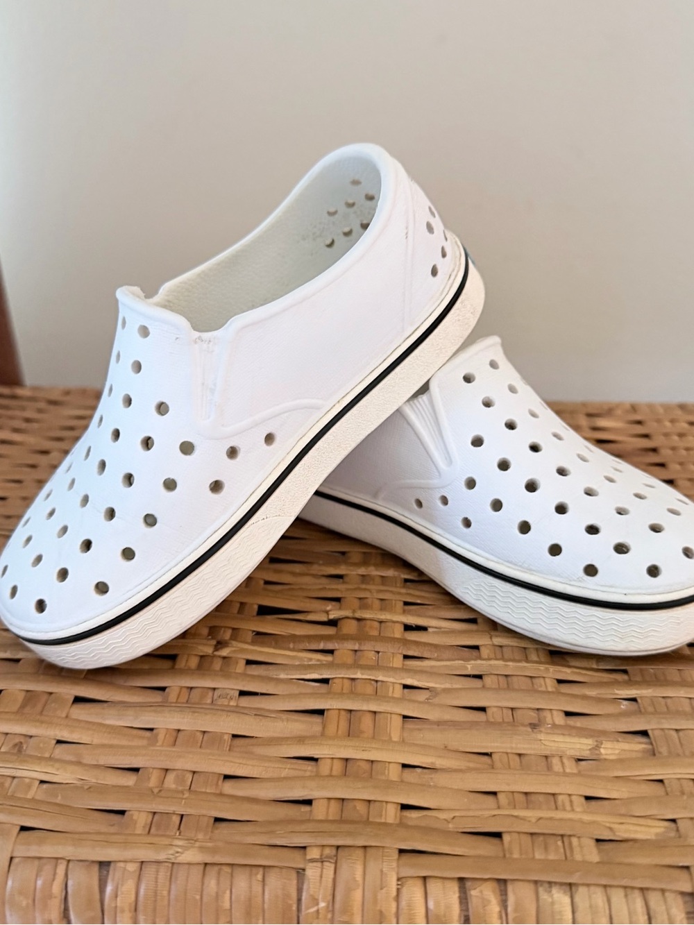 Native White Perforated Slip-On Sneakers